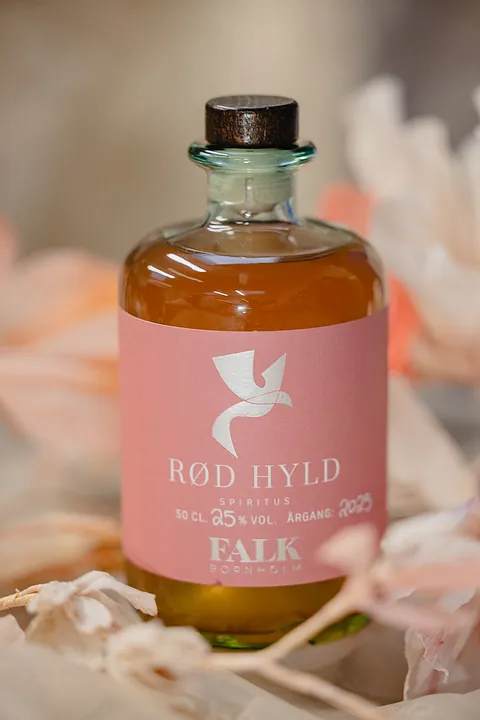 Ingrediensliste hyldeblomstlikør FALK Bornholm